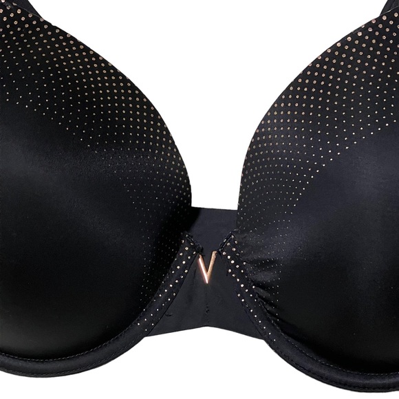 Victoria's Secret Lined Perfect Coverage Black Dotted Underwire 32DDD Bra - Picture 3 of 9